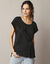 T-shirt tunique, maille plissée (noir)