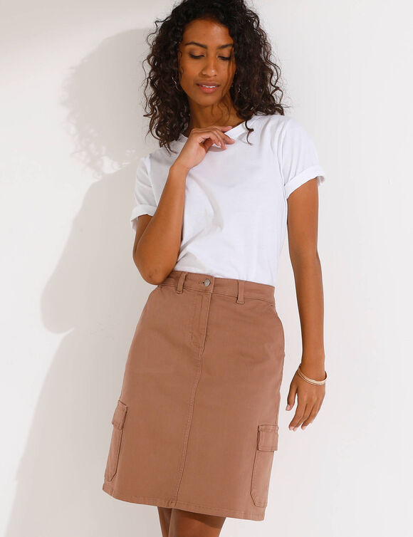 Jupe cargo, twill stretch (taupe)