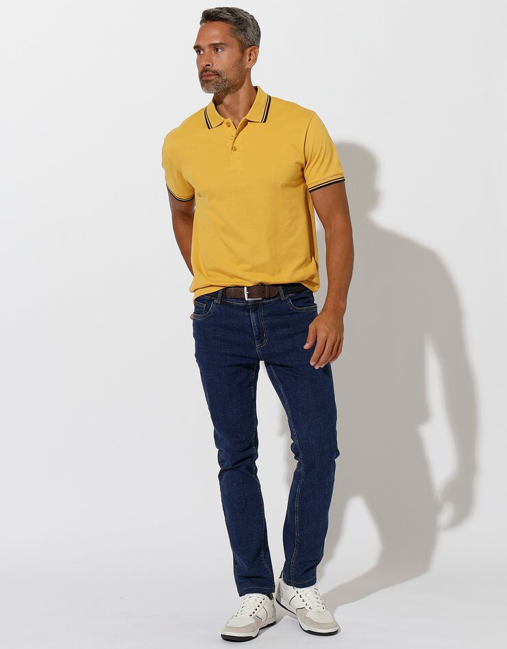 Polo uni maille piquée manches courtes (jaune)