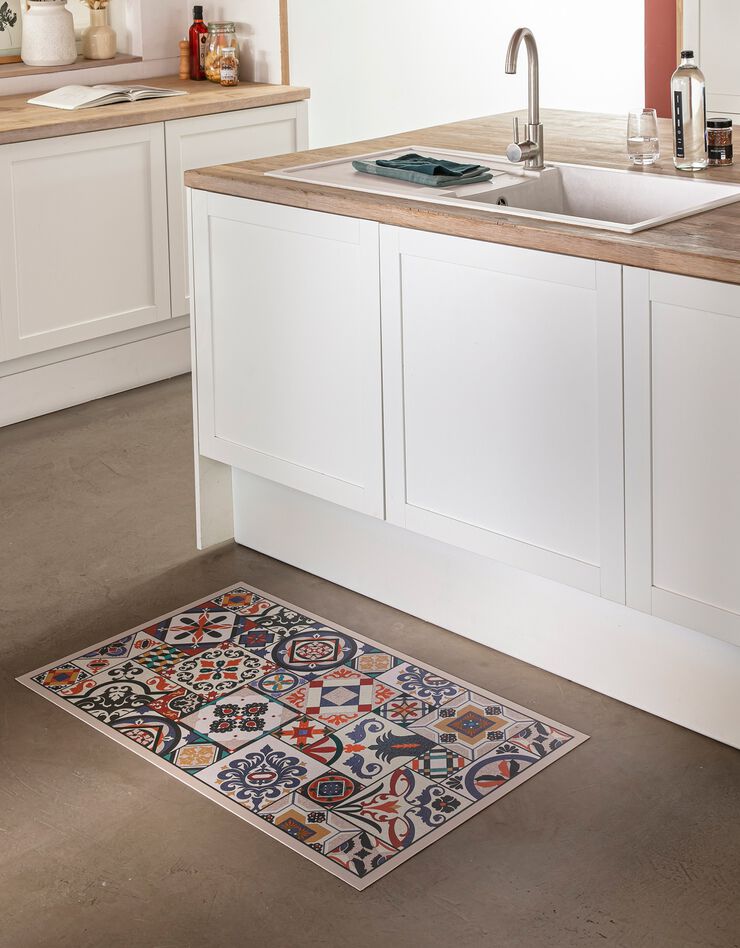 Tapis vinyle effet carreaux de ciment  (multicolore)