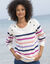 Pull marinière manches longues rayé (écru / violine)