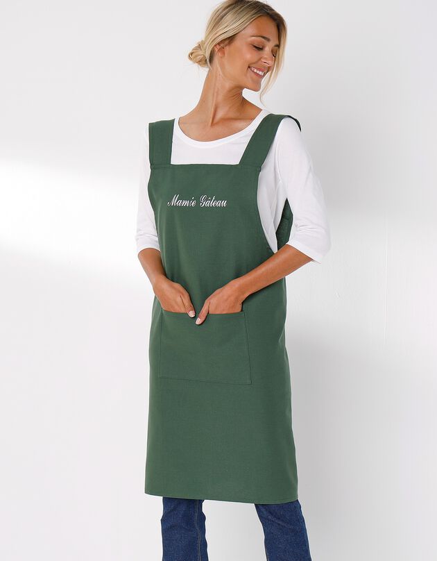 Tablier de cuisine japonais coton uni personnalisable (vert)