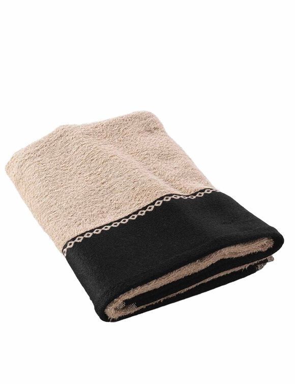 Éponge unie 450 g/m² liteau jacquard confort moelleux (sable)