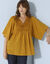 Tunique plastron fantaisie doublé, manches kimono (safran)