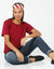 T-shirt boîte manches coudes (prune)