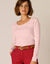 T-shirt uni manches longues en coton biologique(**) (rose poudré)