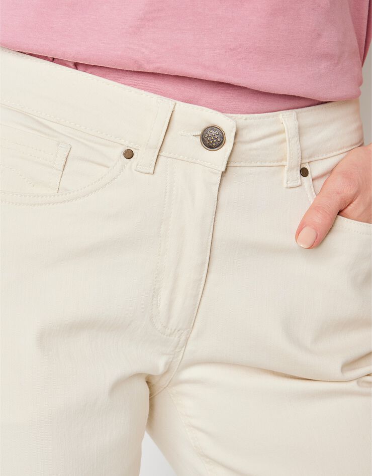 Pantalon stretch coupe mom, twill stretch (écru) Pantalon stretch coupe mom, twill stretch (écru)