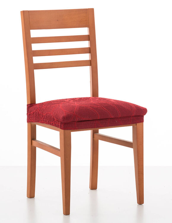 Housse extensible motif jacquard "serpentins" spéciale assise de chaise - lot de 2 (rouge)