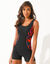 Combishort de bain imprimé Lohena (noir / orange)