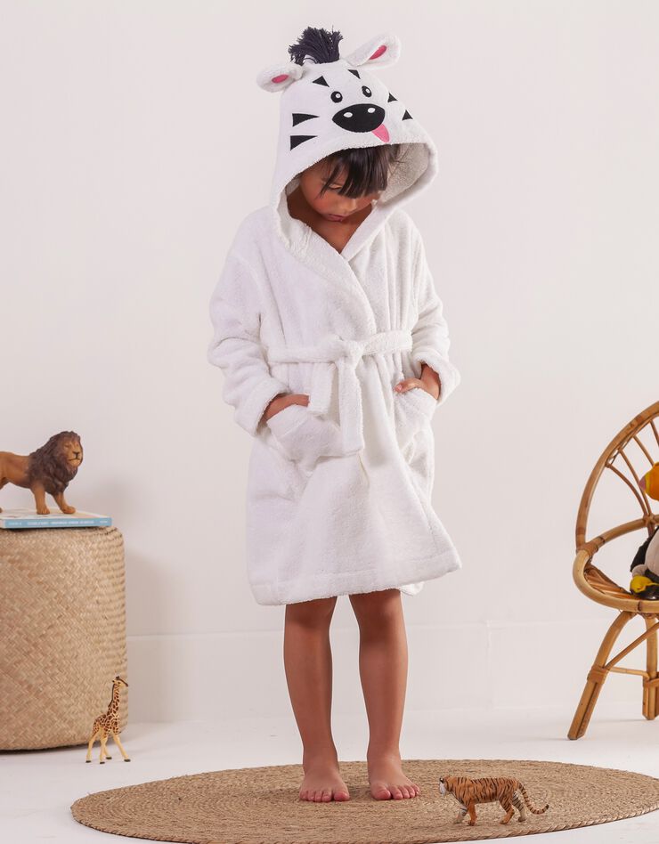 Peignoir de bain enfant zèbre éponge coton - 380g/m2 (blanc) Peignoir de bain enfant zèbre éponge coton - 380g/m2 (blanc)