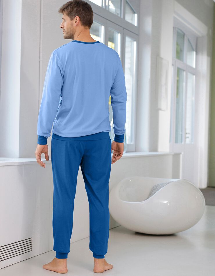 Pyjama coton rayé manches longues (bleu) Pyjama coton rayé manches longues (bleu)