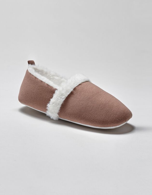 Chaussons doublés fausse fourrure (taupe)
