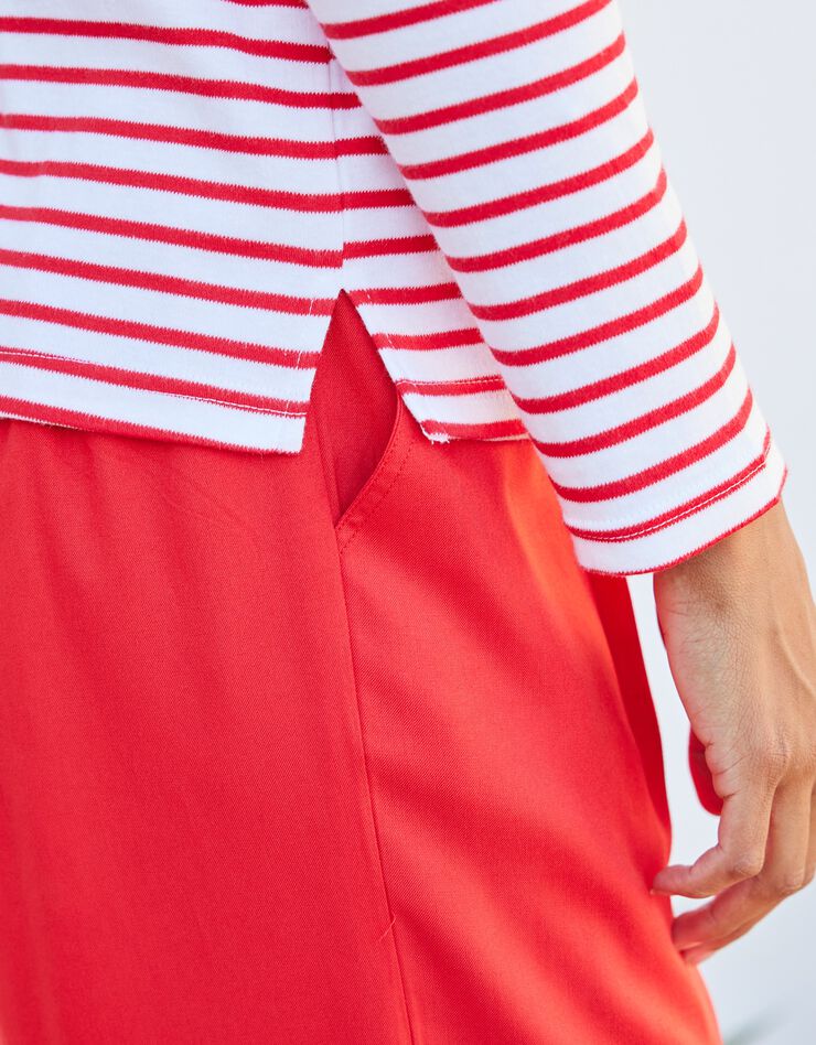 Tee-shirt marinière col bateau (blanc / rouge)
