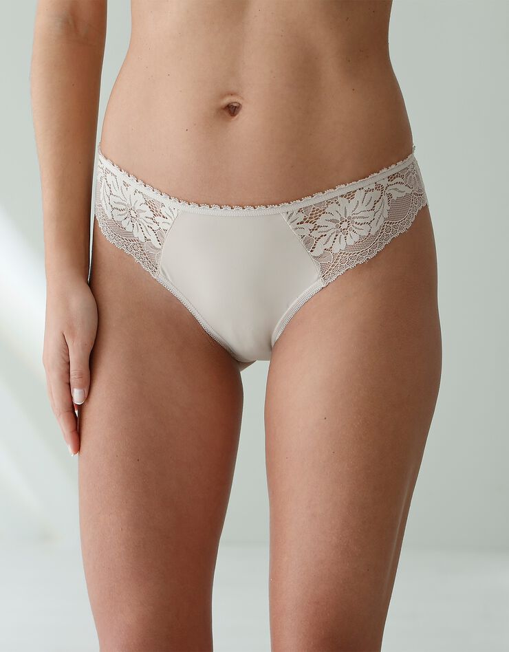 Culotte forme tanga microfibre et dentelle stretch - lot de 2 (coquillage) Culotte forme tanga microfibre et dentelle stretch - lot de 2 (coquillage)
