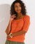 Pull col carré uni, maille ajourée (mandarine)