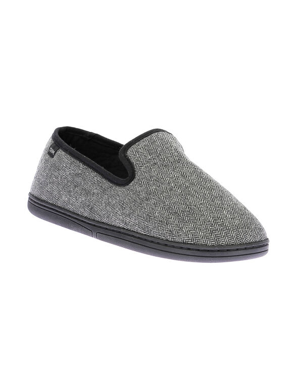 Pantoufles style charentaises dessus chevrons (gris foncé)
