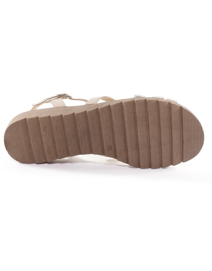 Sandales compensées cuir bi-matière (beige) Sandales compensées cuir bi-matière (beige)