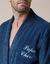 Peignoir mixte adulte uni coton éponge bouclette col kimono personnalisé (bleu paon)