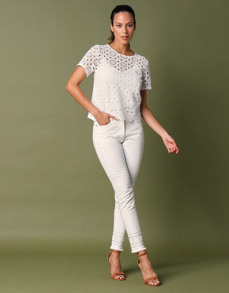 Tee-shirt macramé manches courtes (blanc) Tee-shirt macramé manches courtes (blanc)