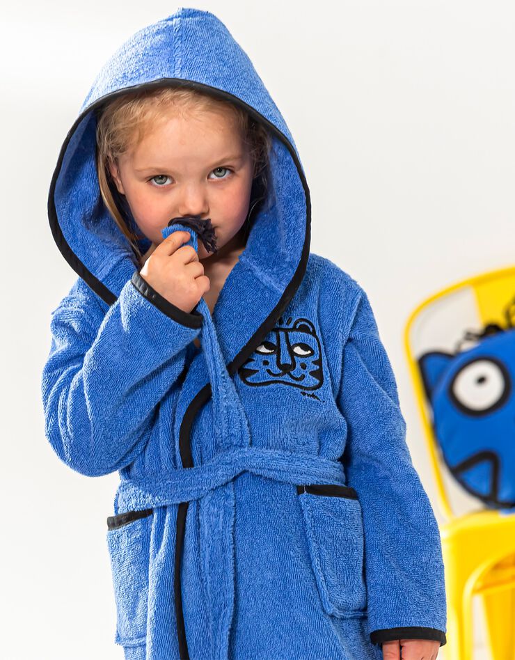 Peignoir de bain Tigre à capuche, collection enfant LEM (bleu dur) Peignoir de bain Tigre à capuche, collection enfant LEM (bleu dur)