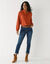 Blouse col montant volantée, dentelle (caramel)