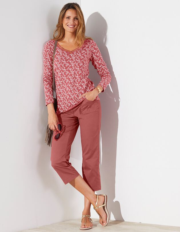 Pantacourt droit stretch (terracotta)
