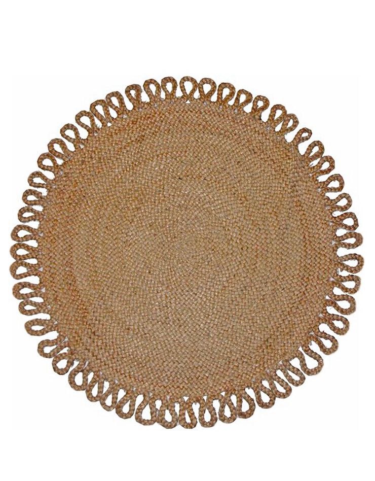 Tapis rond jute naturelle contour bouclette (jute)