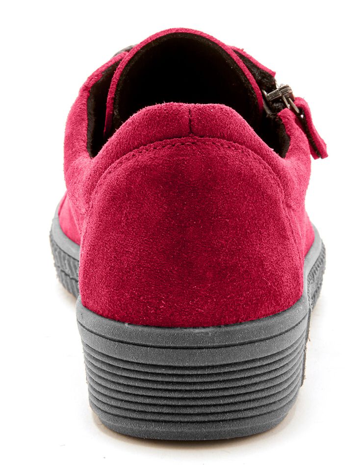 Baskets zippées et lacées grande largeur en cuir femme - rouge (rouge) Baskets zippées et lacées grande largeur en cuir femme - rouge (rouge)