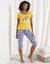 Pyjama court imprimé citrons (bleu / safran)