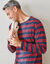Pyjama coton rayé manches longues (marine / rouge)