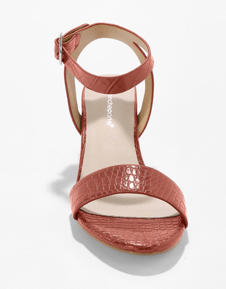 Sandale effet croco à talon effet bois (caramel) Sandale effet croco à talon effet bois (caramel)