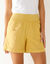 Short droit à revers, lin coton (ocre)