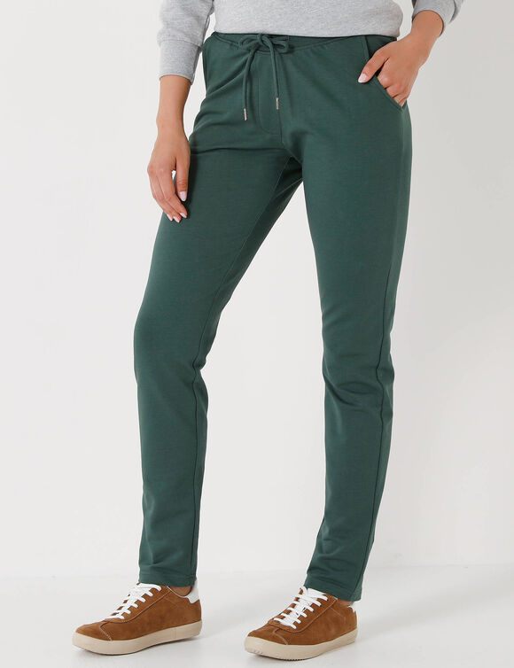 Pantalon jogpant ceinture élastiquée molleton  (vert sapin)