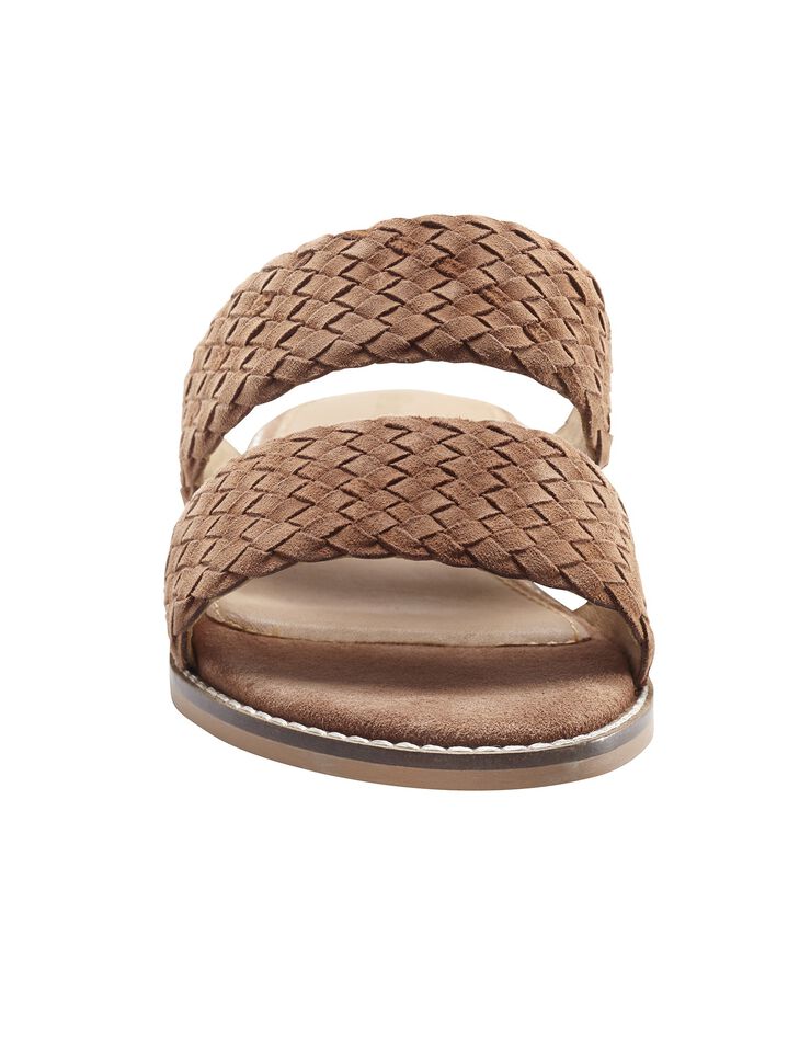Mules plates en cuir tressé (caramel)