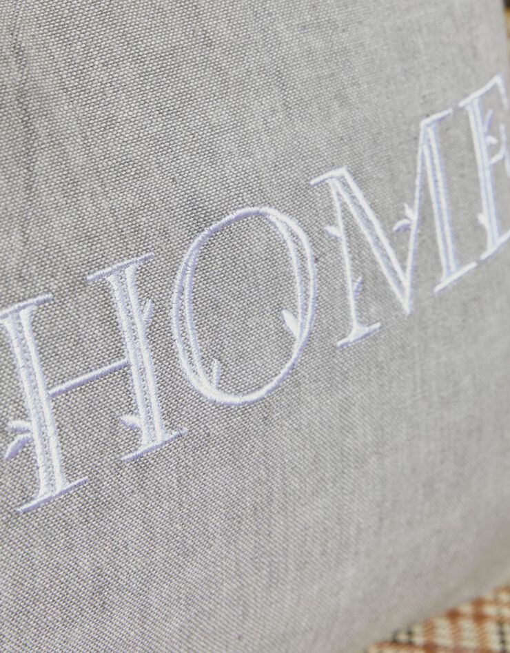 Coussin bohême - chambray   (gris / blanc)