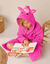 Peignoir de bain enfant personnalisable licorne à capuche (fuchsia)