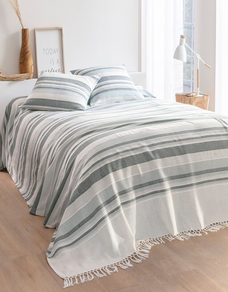 Plaid jeté multicolore coton tissage artisanal (gris perle) Plaid jeté multicolore coton tissage artisanal (gris perle)