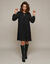 Robe courte &eacute;vas&eacute;e unie, voile pliss&eacute; (noir)