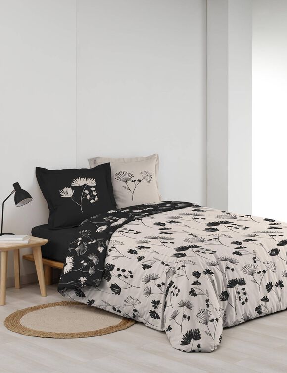 Parure de lit Selena imprimée, percale de coton (blanc)