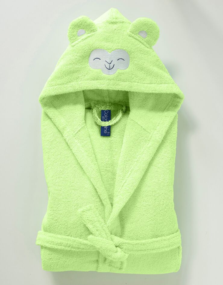 Peignoir de bain enfant singe Kikou à capuche éponge coton - 380 g/m² (anis) Peignoir de bain enfant singe Kikou à capuche éponge coton - 380 g/m² (anis)
