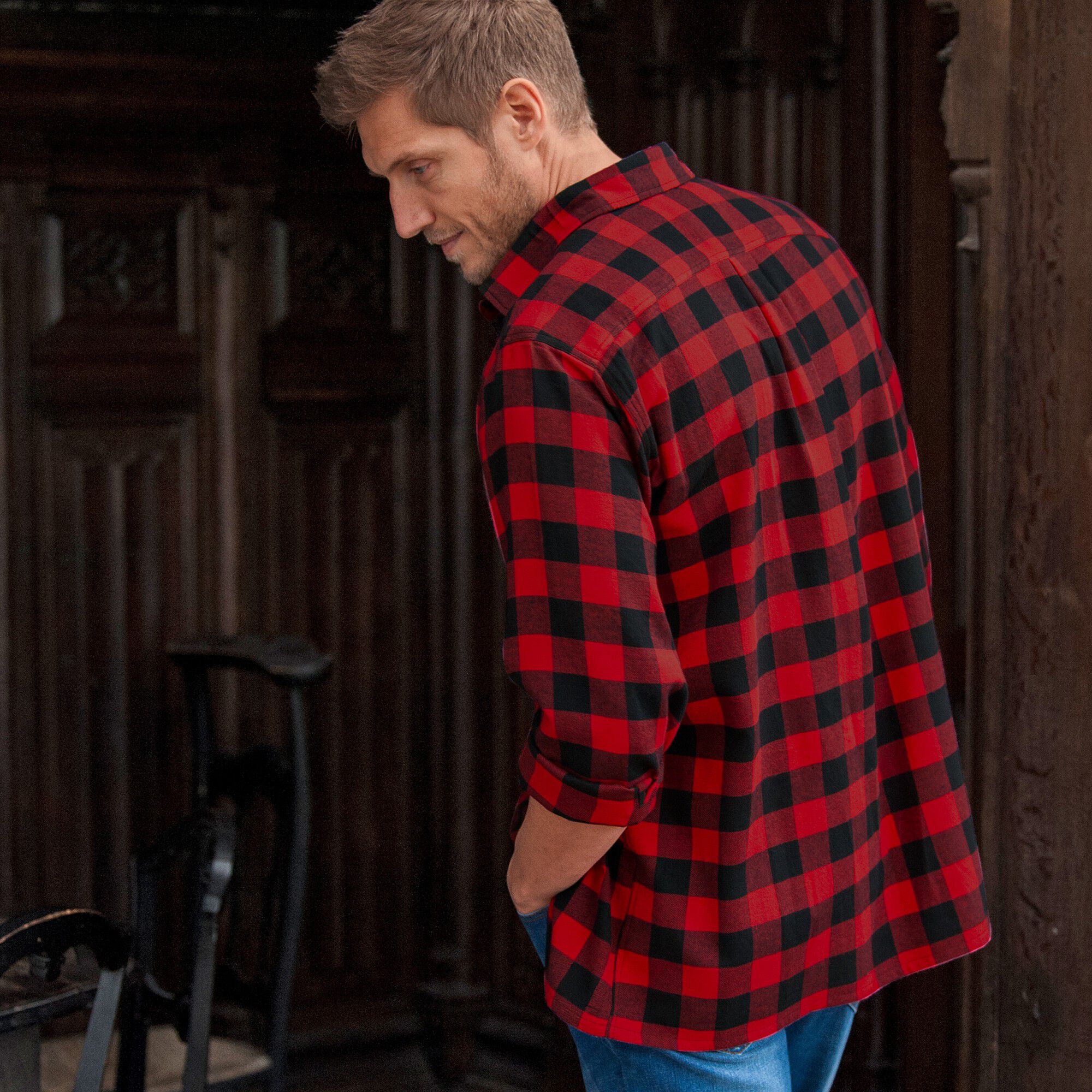 Chemise Eddie Bauer Homme 3XL – Flanelle Chamois à Carreaux Bleu & Blanc – Coton