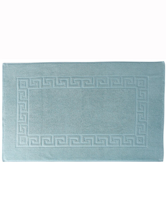 Tapis de bain éponge liteau motif frise grecque (vert d'eau)
