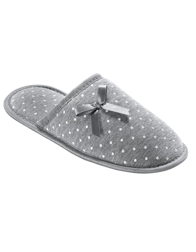 Mules plates à pois (gris clair)
