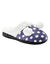 Chaussons mules polaires imprim&eacute;es pois (marine)