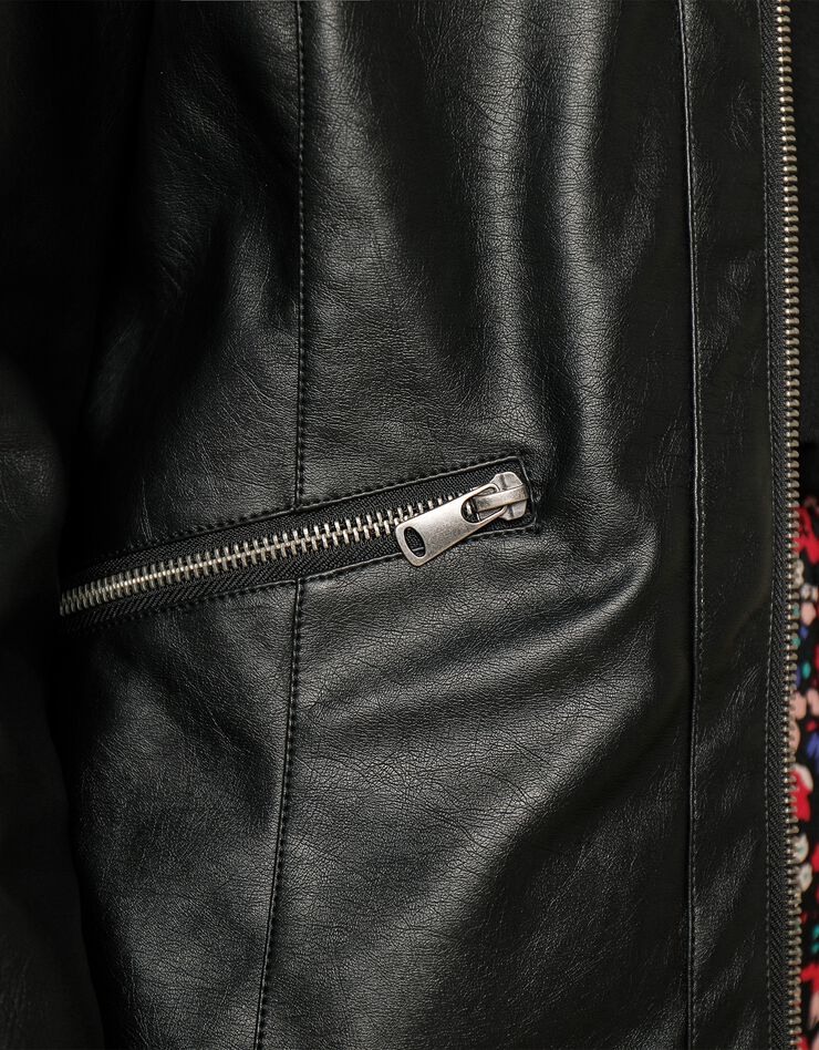 Blouson aspect cuir(1) zippé (noir) Blouson aspect cuir(1) zippé (noir)