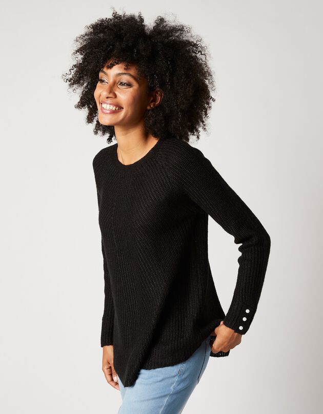 Pull évasé maille anglaise (noir)