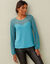 T-shirt empiècement dentelle - manches longues (bleu paon)