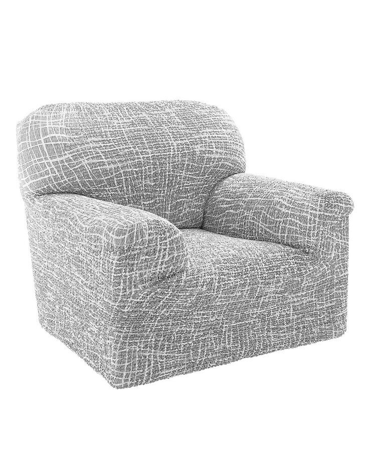 Housse salon microfibre bi-extensible imprimé  (gris)