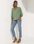 Blouse unie macramé, manches brodées (kaki)