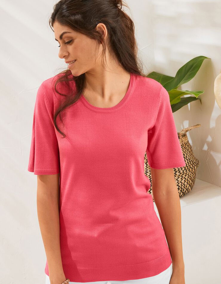 Pull uni manches courtes toucher cachemire (grenadine) Pull uni manches courtes toucher cachemire (grenadine)
